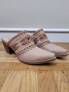 Jeffrey Campell Billy Western Suede Chunky Tan Brown Mules